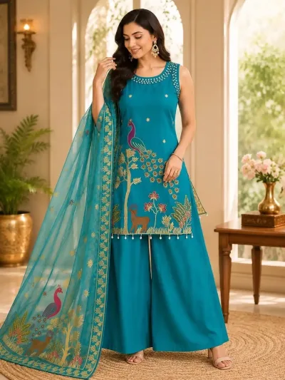Fully Stitched Roman Silk Salwar